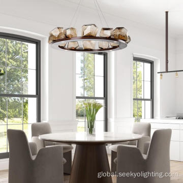 Modern Nordic Pendant Light Modern home decor amber glass round hanging chandelier Factory